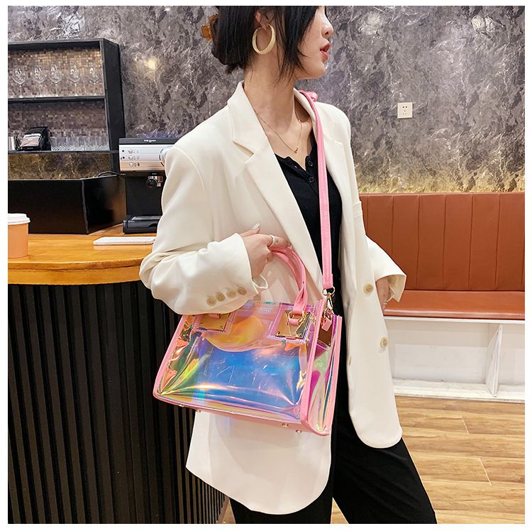 Borsa laser Borsa in pvc Borsa da donna 2023 Nuova moda Air Bag Borsa a tracolla Borsa a tracolla in gelatina Borsa trasparente_voghion.com