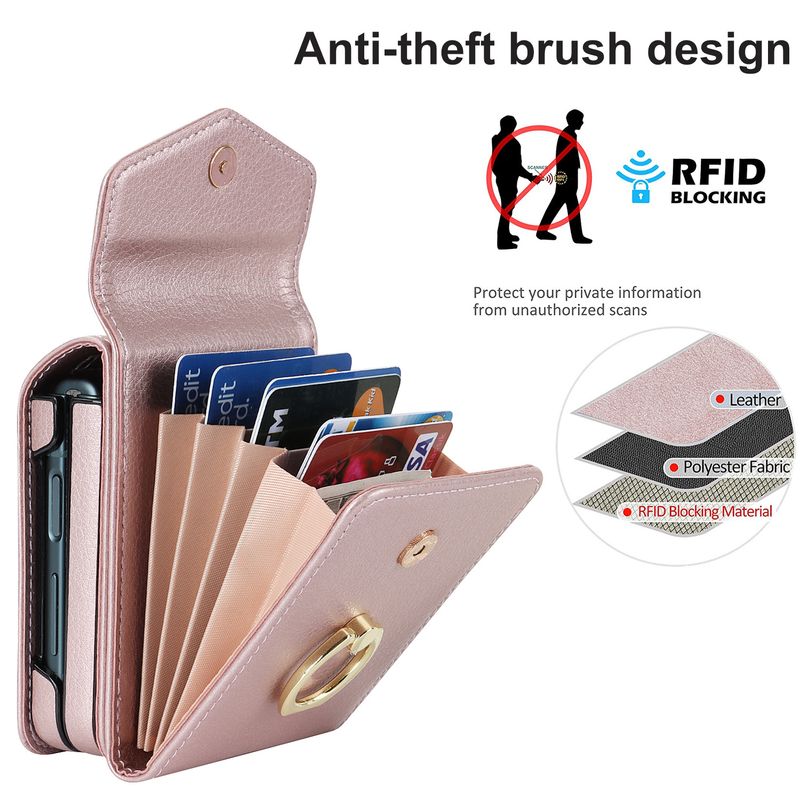 Z Flip6 foldable crossbody phone case with card slot for Flip4 creative multifunctional phone case_voghion.com