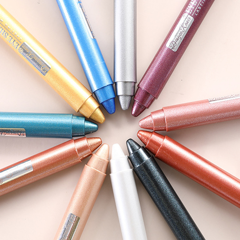 Stick Waterproof Eyeshadow Pearlescent Silkworm Eyeshadow Pencil with Sharpener Long Lasting Highlighter E_voghion.com