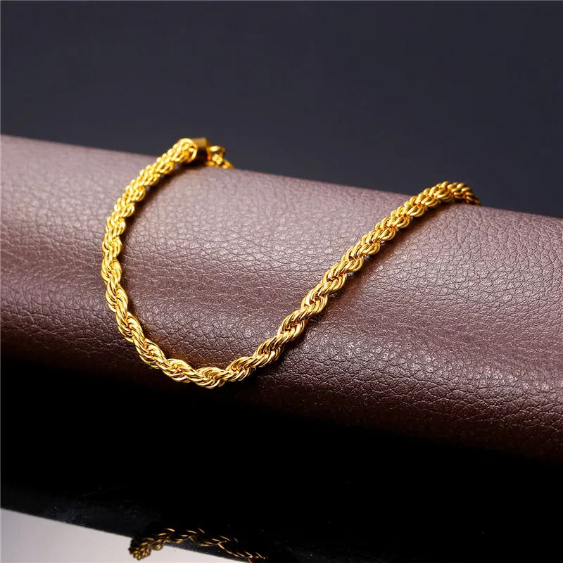 Guldkæder Mode rustfrit stål Hip Hop smykker Rope Chain Herre halskæde_voghion.com