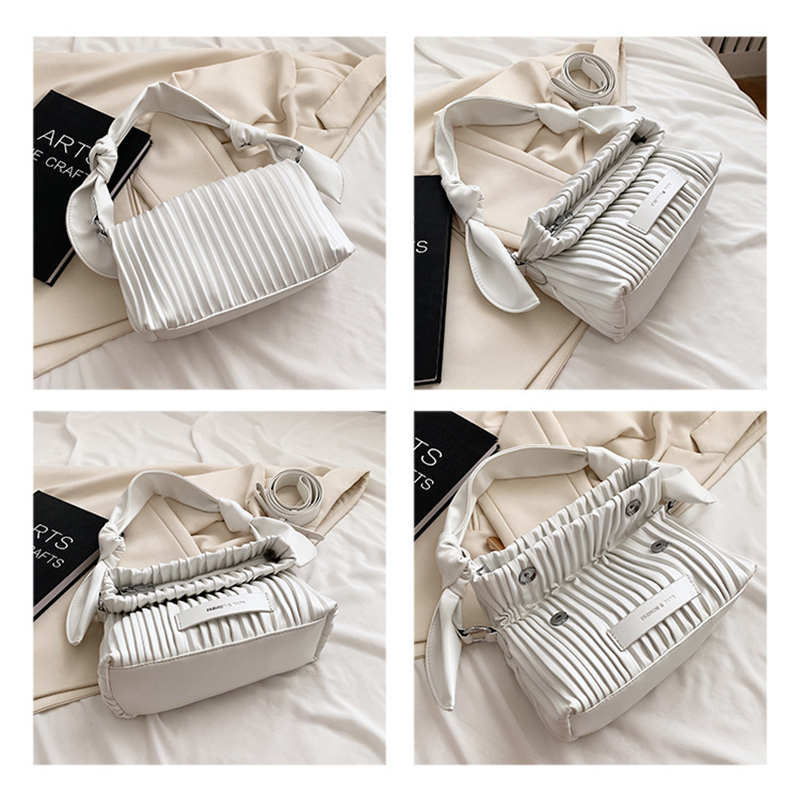 Borsa a pieghe da donna New Fashion Design Sense Borsa a tracolla tinta unita di nicchia Borsa ascellare Borsa a tracolla senior semplice_voghion.com