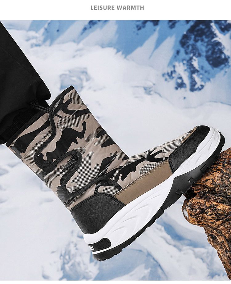 Men's Winter Snow Boots - Waterproof Thermal Insulated Slip-Resistant Hiking Boots With Fleece Lining & Hook-and-Loop Closure_voghion.com