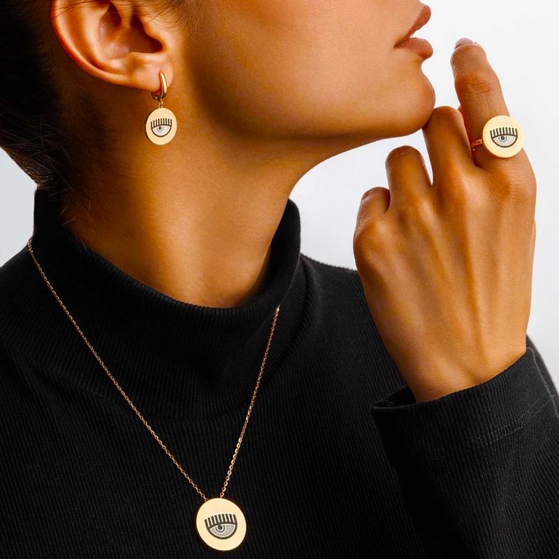 Collana, orecchini e anello con ciondolo rotondo a forma di occhio di demone, stile bohémien, design per donne._voghion.com