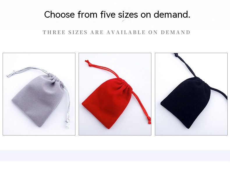 Cosmetics, Lipstick, Velvet Cloth Bags, Jewelry, Drawstring Drawstring Pockets, Earphones, Velvet Cloth Storage Bags, Black Women's Velvet Cloth Bags_voghion.com