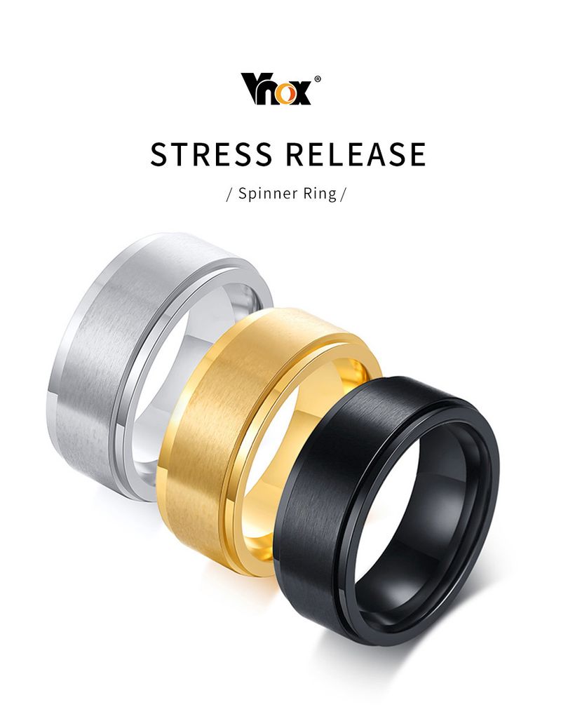 Vnox Spinner drehbar für Männer und Frauen, 6/8 mm, massiver, glänzender, matter Ehering, schlicht, lässig, klassisch, Retro, brüderlich_voghion.com