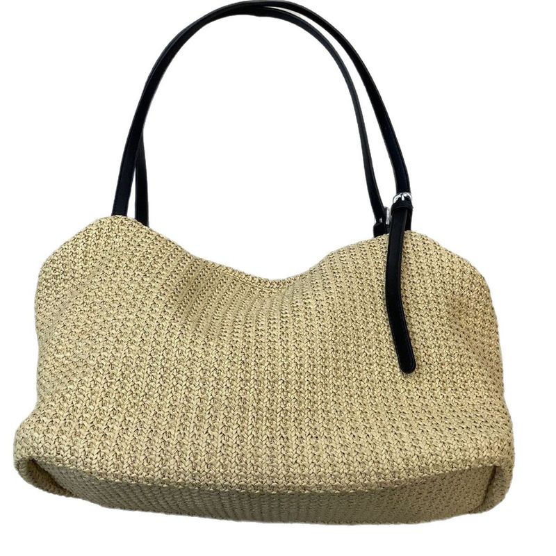 Borsa da spiaggia in paglia intrecciata, nuova, a tracolla singola, da donna, con nappa a righe, stile coreano, casual, per le vacanze_voghion.com