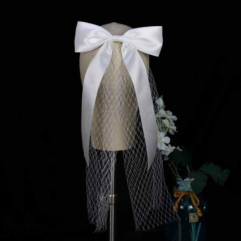 Voile de mariée unisexe en filet Damu, col court blanc, nœud papillon, filet d'enregistrement, couvre-chef rouge_voghion.com