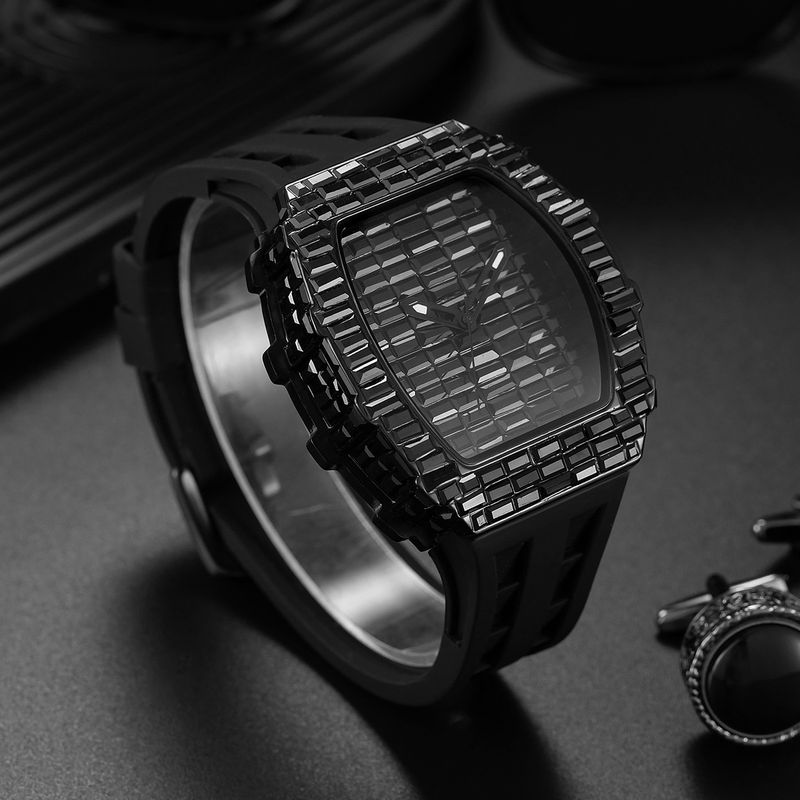 MISSFOX Watch, Popular Wine Barrel Type T Square Diamond In Europe And America, Personalized Fashion Hip-hop Silicone Strap Watch_voghion.com