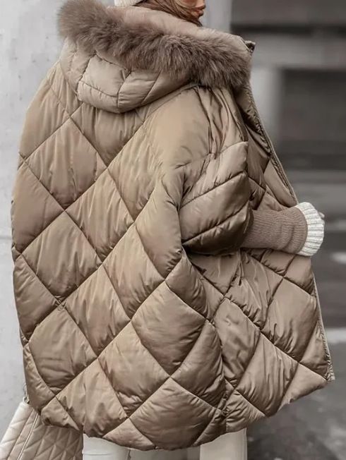 Damenbekleidung Winter Warme Baumwolljacke mit Pelzkragen Damen Reißverschluss Langarm Schlanke Baumwolljacke mit Kapuze_voghion.com