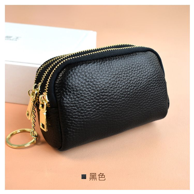 Portafoglio piccolo con cerniera a tre strati, alla moda, per donna, nuovo, in pelle, compatto, portamonete, portachiavi_voghion.com