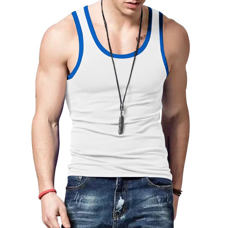 2024 New Trendy Straddle Sports Casual Men's Summer Bottom Multi Color Sweatshirt Tank Top_voghion.com