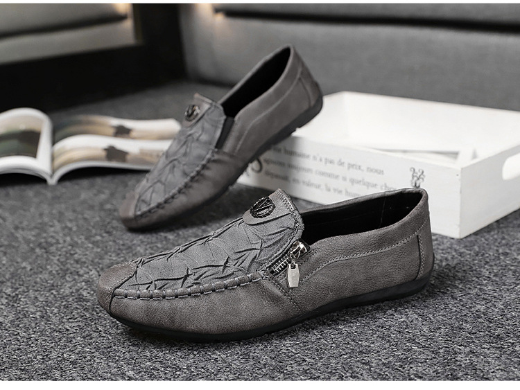 Herrenschuhe, Einzelschuhe, lässige Lederschuhe mit Retro-Reißverschluss, Slip-on-Loafer für Herren, Fahrschuhe mit weichen Sohlen, Erbsenschuhe_voghion.com