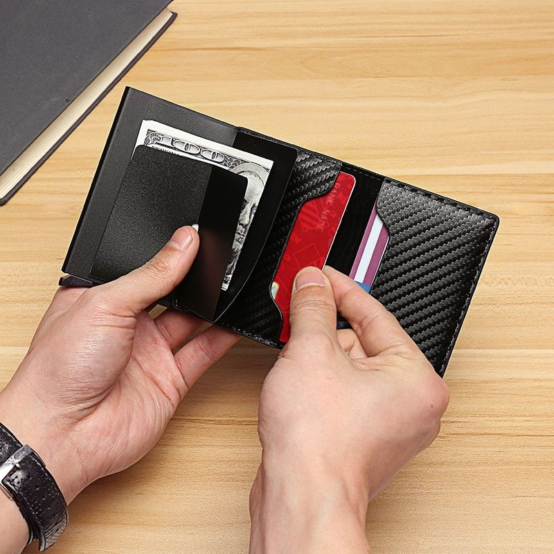 Porta carte pop-up automatizzate RFID, borse per carte di credito ultrasottili, porta carte di credito, più cassettiere, per uomini_voghion.com