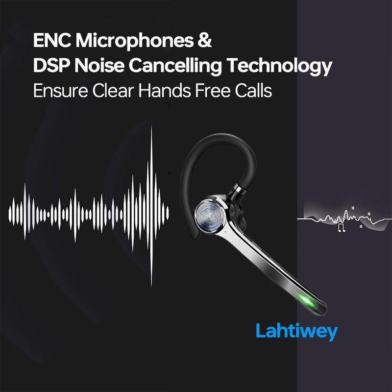 Auricolare Bluetooth V5.3, auricolare wireless con custodia di ricarica da 500 mAh, 72 ore di conversazione, cuffie con cancellazione del rumore a mani libere_voghion.com