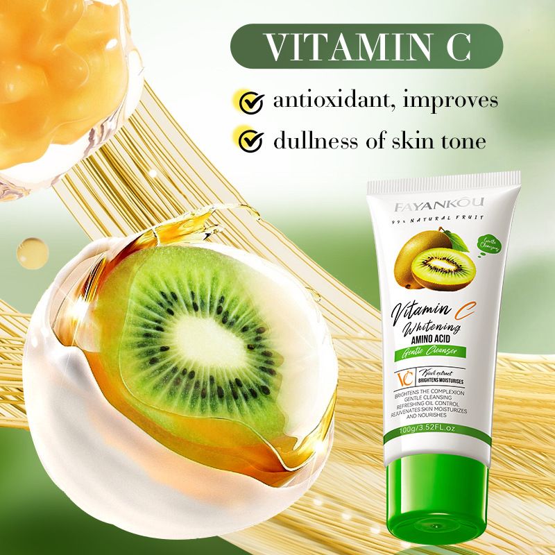 Full English FAYANKOU Kiwi VC Whitening Amino Acid Gentle Facial Cleanser_voghion.com