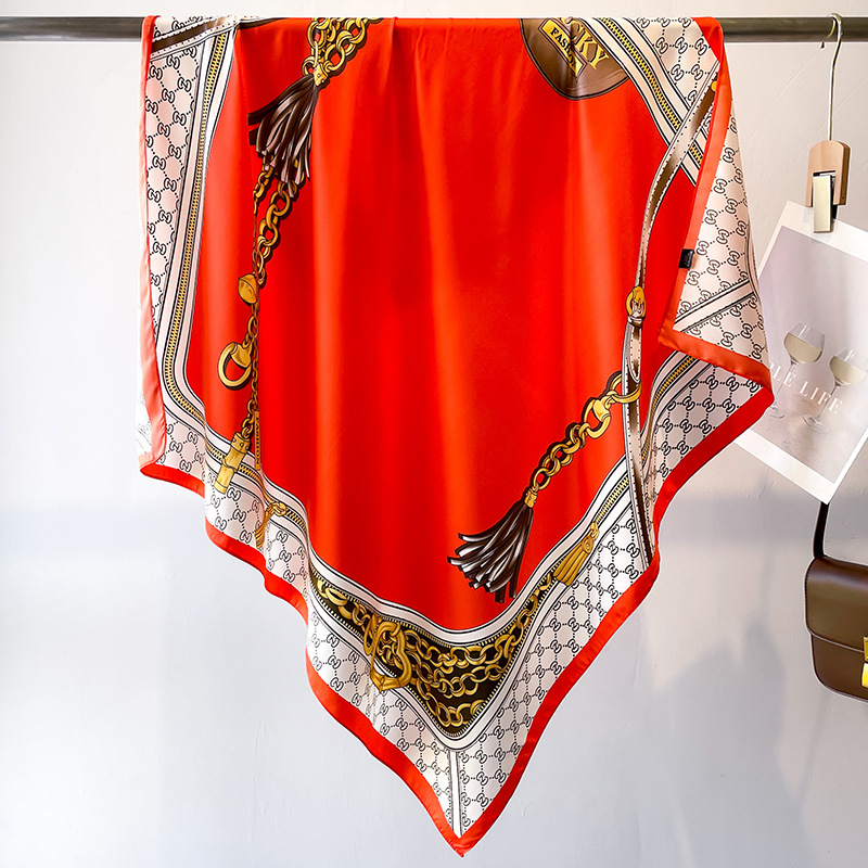 Sciarpe colorate in twill di seta, sciarpe stampate coreane, grandi sciarpe, scialle 90x90 cm, protezione solare, viaggio_voghion.com