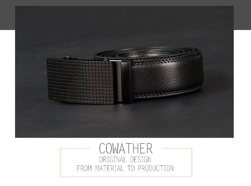 Cinturón de piel de vaca auténtica de alta calidad para hombre, automático, vintage, con hebilla de trinquete, de HOT COWATHER, 110-130 cm de largo_voghion.com
