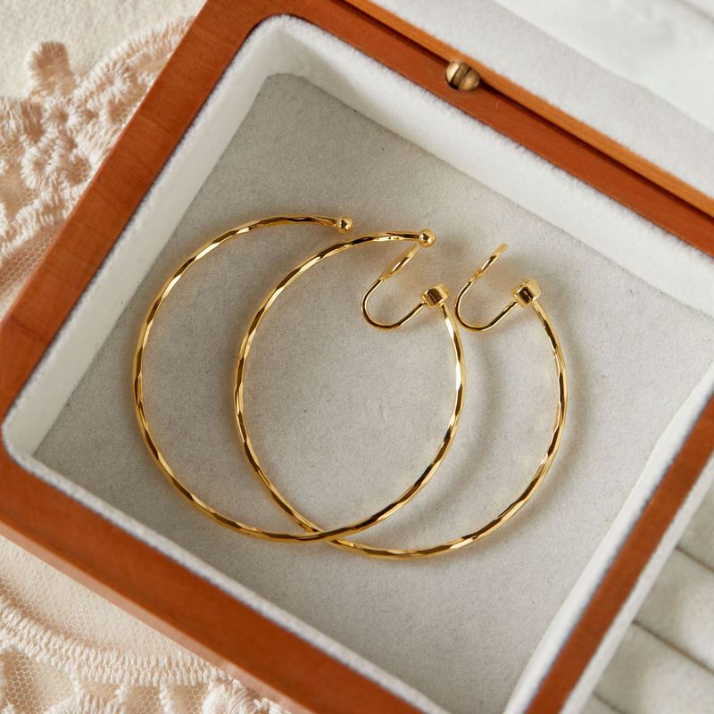 Orecchini a cerchio grandi in metallo semplice bicolore opzionali, eleganti cerchi a nicchia, borchie esagerate, clip per zanzariera_voghion.com