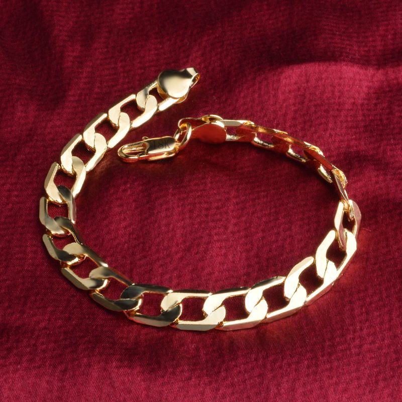 Bracciale placcato oro con personalità, stile Ins, da uomo, con catena cubana Figaro semplice_voghion.com