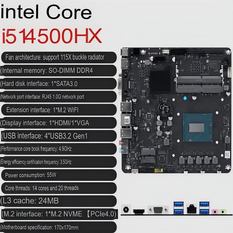 Intel Core I5-14500HX All-in-One Motherboard With CPU | Next-Gen Desktop For Gaming & Productivity | DIY Computing System_voghion.com