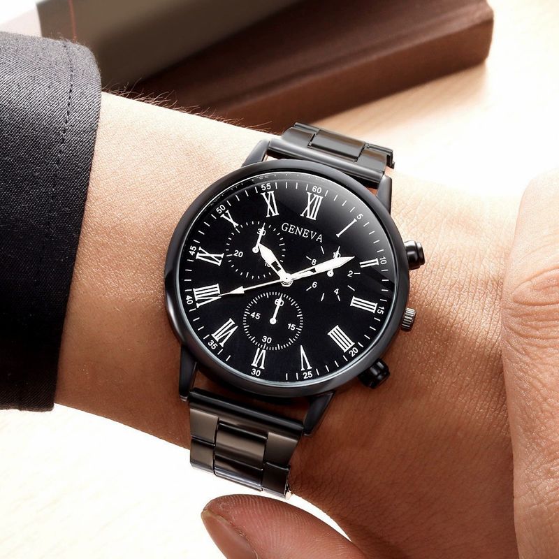 Orologi al quarzo da uomo, con cinturino a tre occhi, casual e alla moda, con cinturino al quarzo e bracciale in acciaio al titanio._voghion.com