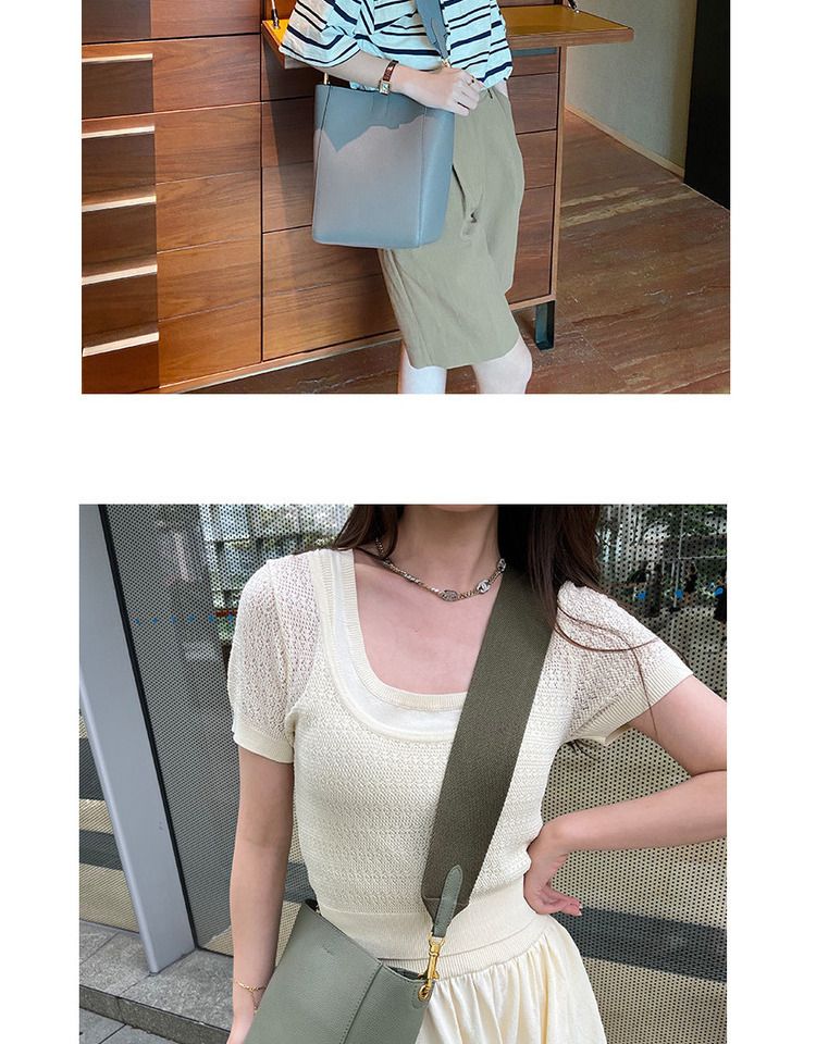 2024 New Star Stesso stile Cinghia larga Cinghia Secchiello Spalla singola Diagonale Incrocio Pelle Donna Semplificato_voghion.com