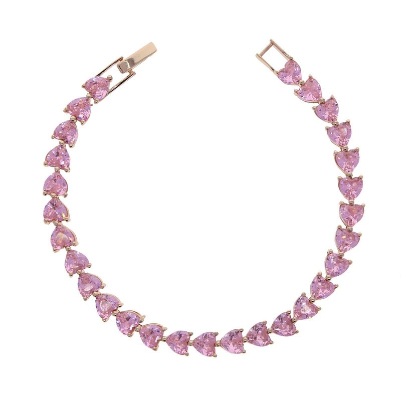 Women's & Men's Tennis Chain Bracelet With 5mm Heart-Shaped Zirconia, Elegant & Stylish For Couples, Available In Silver/Gold/Rose Gold, Sizes 17-21cm_voghion.com