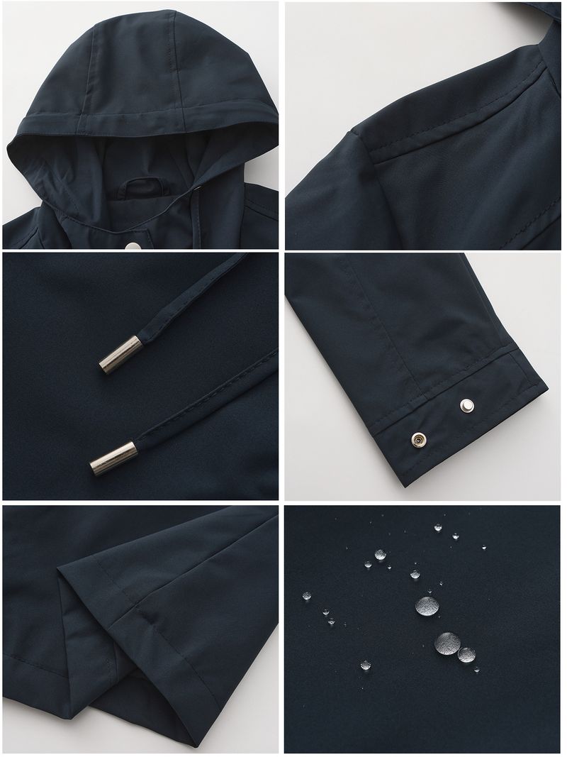 Veste imperméable à capuche avec ceinture pour femme, nouvelle collection printemps et automne 2024, coupe-vent ample et décontracté_voghion.com