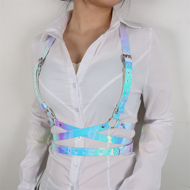Frauen Sexy Body Harness Rave Gürtel Leder Dessous Brust Harness Korsett Goth Fetisch Kleidung Festival Outfit Femboy Hosenträger_voghion.com