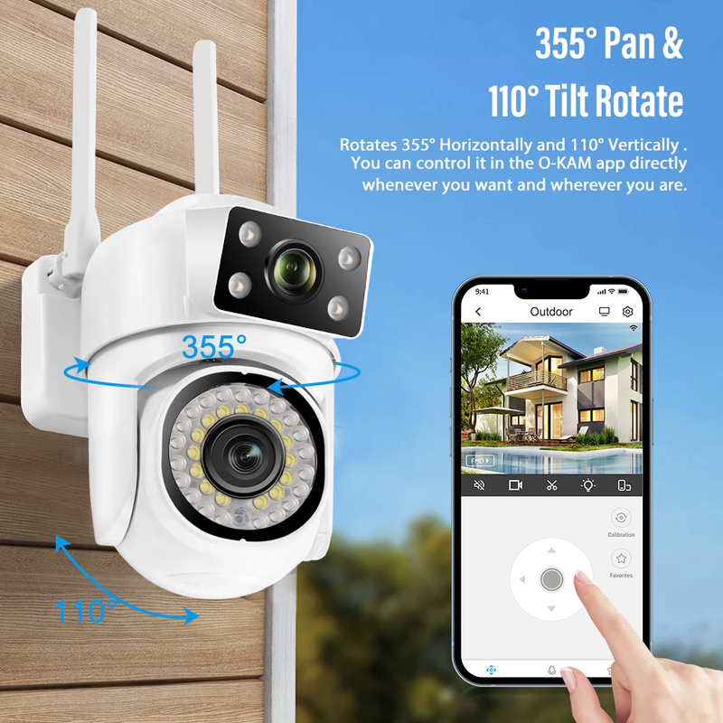4K 8MP Wii PTZ divu objektīvu IP CCTV videonovērošanas kamera Ai Human Detect automātiskā izsekošana nakts redzamība ārā_voghion.com