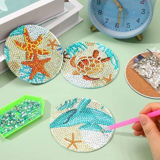 8pc/sets Diamond Painting Coasters with Holder Beautiful Patterns Diamond Art Coasters DIY Diamond Handicrafts Home decoration Gift_voghion.com