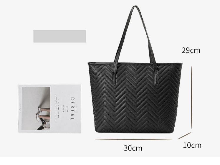 vann krusning broderi tote bag fasjonabel og sjenerøs stor kapasitet ensfarget glidelås dame skulderveske_voghion.com