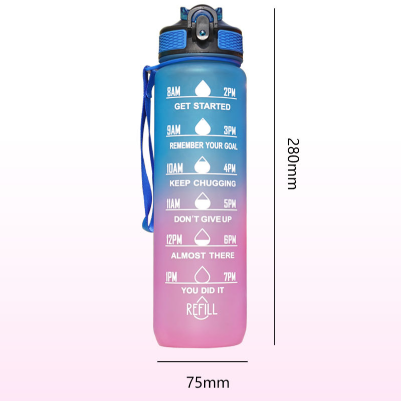 Taza de agua con gradiente, taza espacial de gran capacidad de 1 l, taza con pajita y cuerda, taza de agua para deportes al aire libre_voghion.com