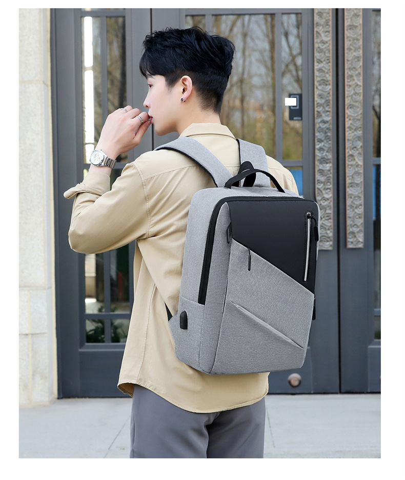 Zaino da uomo Borsa per computer da lavoro Borsa per studenti alla moda con ricarica USB Zaino da scuola_voghion.com