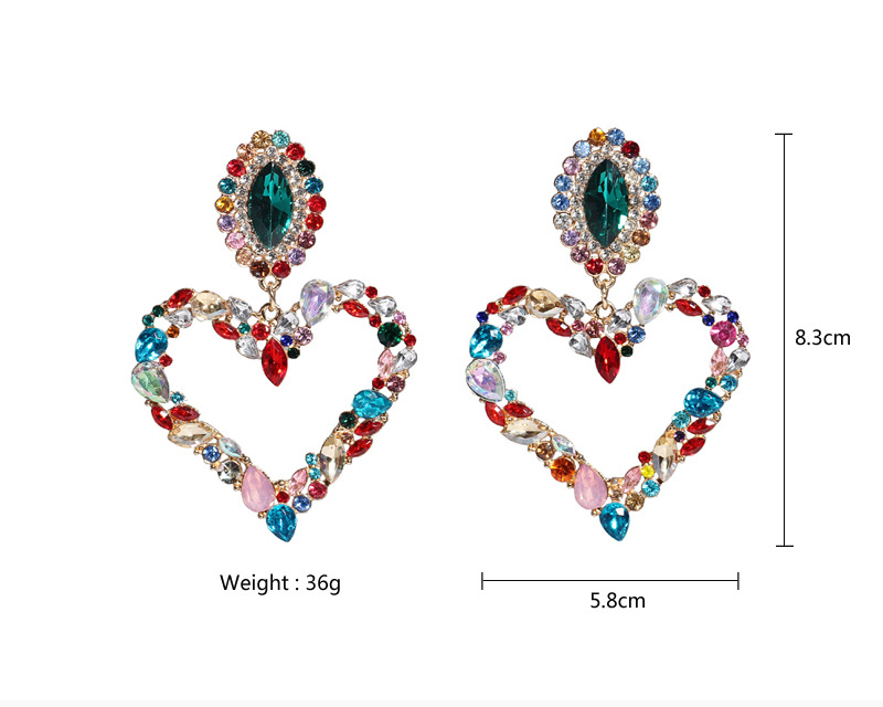 Oorbellen mode overdreven kleurrijke diamanten oorbellen hartvormige oorbellen liefdesoorbellen voor vrouwen high-end_voghion.com