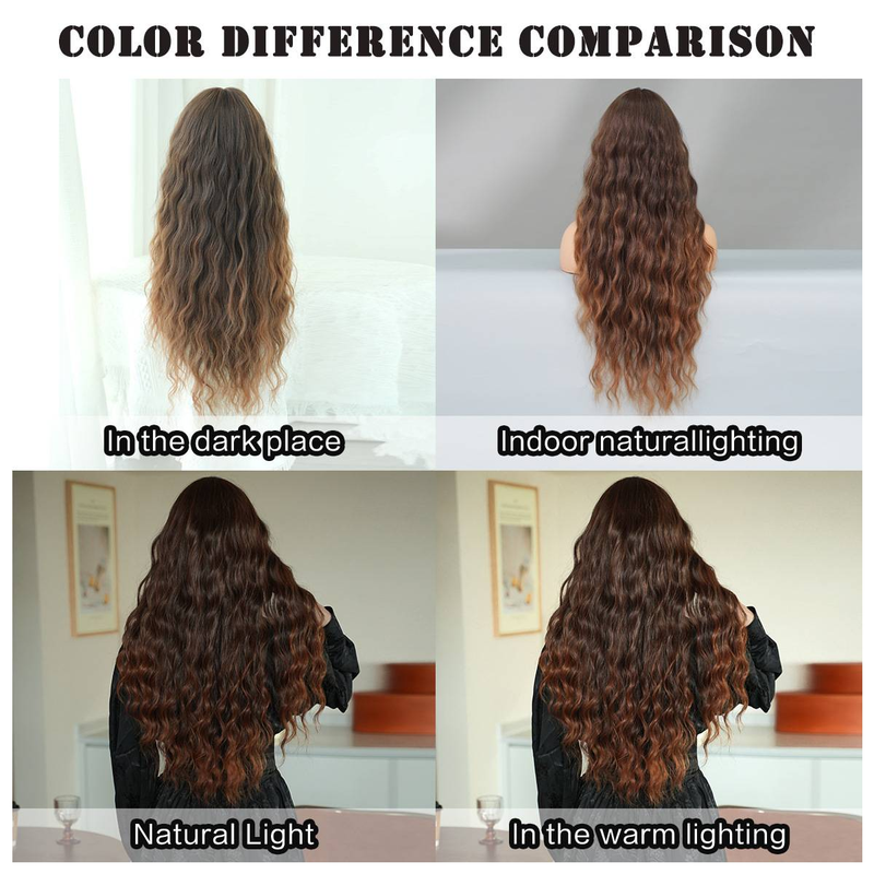 Parūka, ūdens viļņu cirtaini mati, pilna galvassega, augstas temperatūras zīda ķīmiskās šķiedras parūka_voghion.com