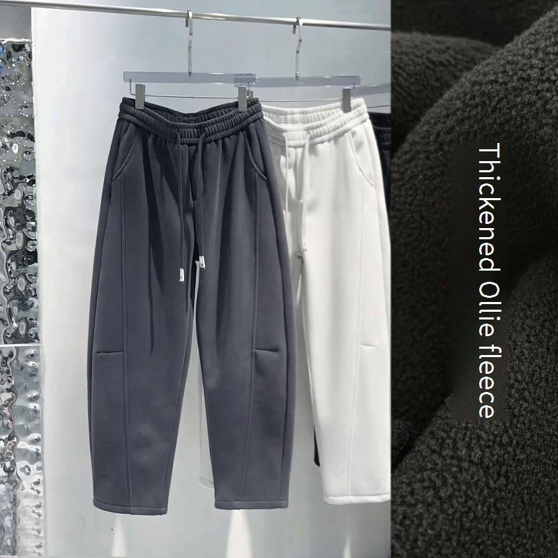 Men's Clothing Loose Casual Pants Men's Winter Plus Velvet Thickened Three Dimensional Cutting Sanded Couple Style Machete Casual Sweatpants_voghion.com
