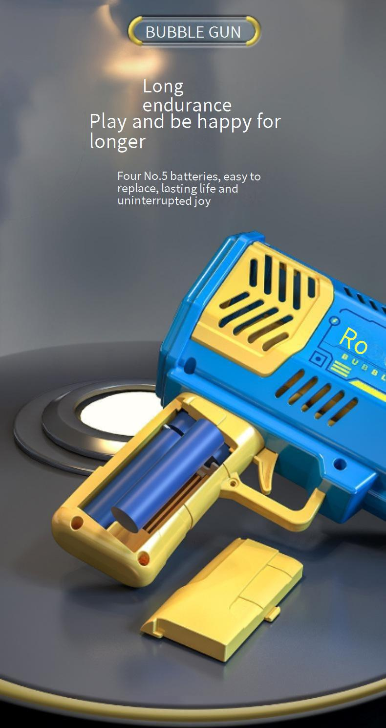 40-Hole Space Bubble Blaster - Mini Gatling Style Electric Bubble Gun With LED Lights For Kids_voghion.com
