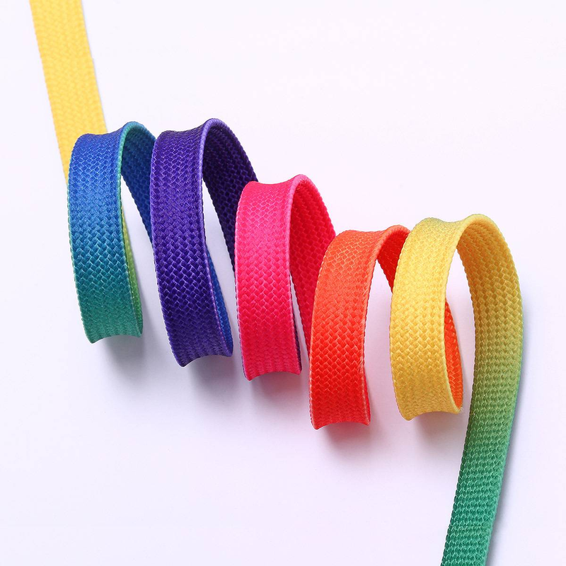 Lacci per scarpe color arcobaleno, lacci per scarpe piatti da 8 mm, lacci per scarpe personalizzati, lacci per scarpe bianchi in tela sportiva_voghion.com