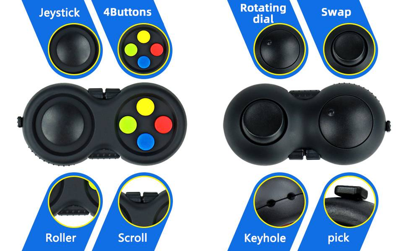 Fidget Toy, Rubberized Classical Controller Fidget Concentration Toy With 8-Fidget Functions And Lanyard - Excellent For Relieving Stress And Anxiety_voghion.com