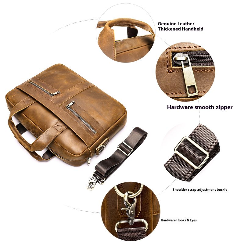 Aktentasche aus echtem Leder für Herren – Premium-Business-Laptoptasche aus Crazy Horse-Leder mit 14-Zoll-Fach, langlebig und wasserabweisend_voghion.com