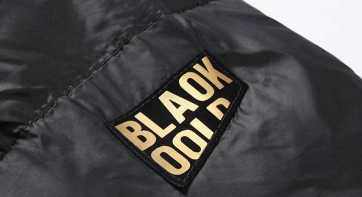 Premium Black & Gold Down Jacket – 700FP White Goose Feather, Unisex Short-Length, Waterproof & Windproof (Black)_voghion.com