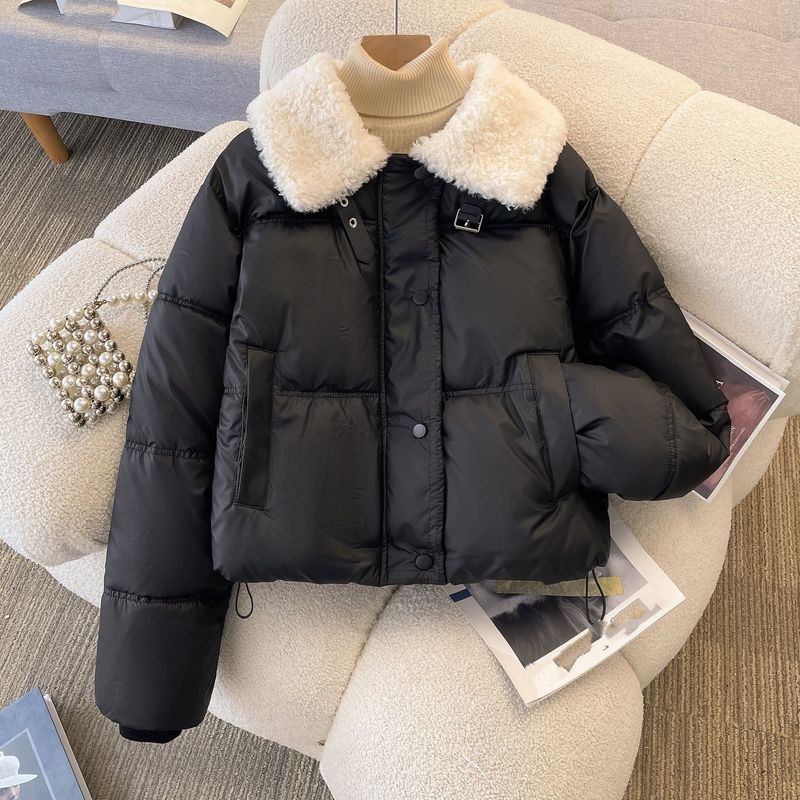 "Kurz geschnittene PU-Pufferjacke – Veganes Leder mit Sherpa-Futter (M-2XL, 3 Erdtöne)"_voghion.com
