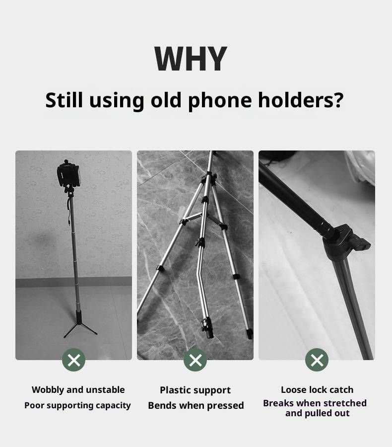 Professioneller Telefonstativständer mit Bluetooth-Fernbedienung – einstellbare Höhe (55 cm/1,7 m/2,1 m) für Live-Streaming (einschließlich Telefonhalterung und Tragetasche)_voghion.com