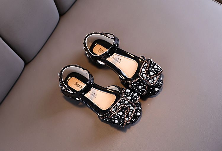 Neu Perle Strass Bogen Kleine Mittlere Kinder Tanz Schuhe Performance Schuhe Halb Sandalen_voghion.com