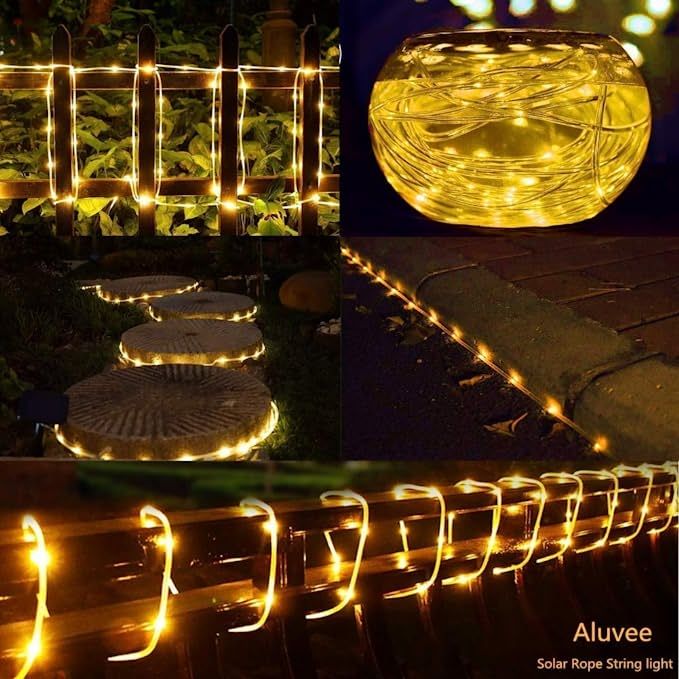 Tira de luces solares de 300 LED para exteriores, impermeable, decoración navideña para jardín, césped, árbol, patio, valla y camino._voghion.com