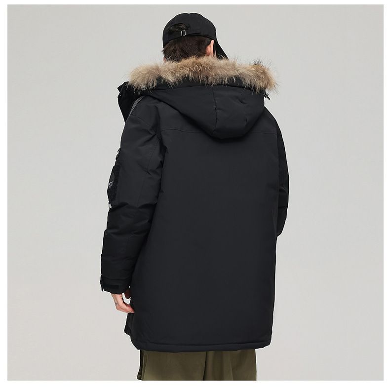 Pufferjacke für Herrenbekleidung, Arbeitskleidung, mit Pelzkapuze – warmer Freizeitmantel für den Winter, lockere Passform, leicht und maschinenwaschbar, Gänsedaunen mit 550er Füllkraft_voghion.com