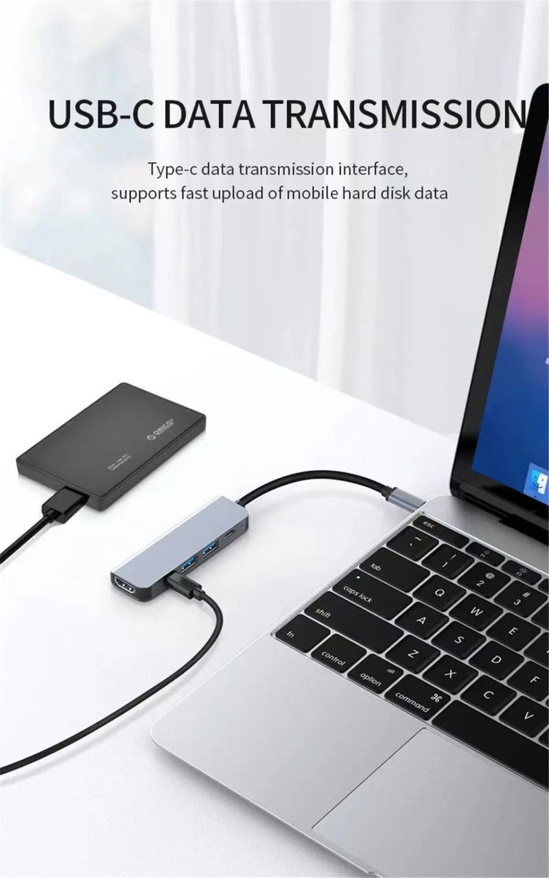 Cep Telefonları, Bilgisayarlar, Dizüstü Bilgisayarlar için Type-C Yerleştirme İstasyonu - HDMI, 5'i 1 Arada USB 3.0 Bölünmüş Ekran Monitör Hub'ı_voghion.com