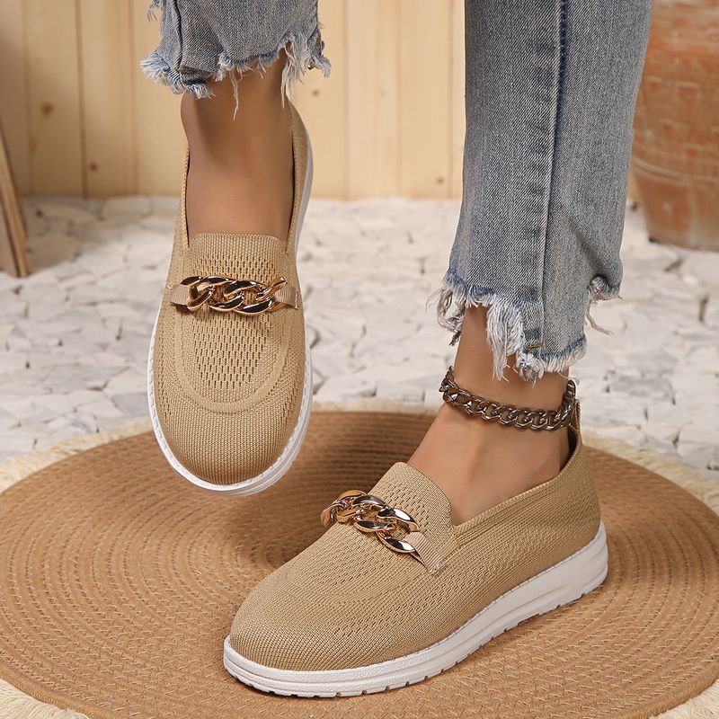 Lefu 2025 Spring/Summer New Mesh Breathable Single Large Round Toe Shallow Mouth Board Shoes Female_voghion.com