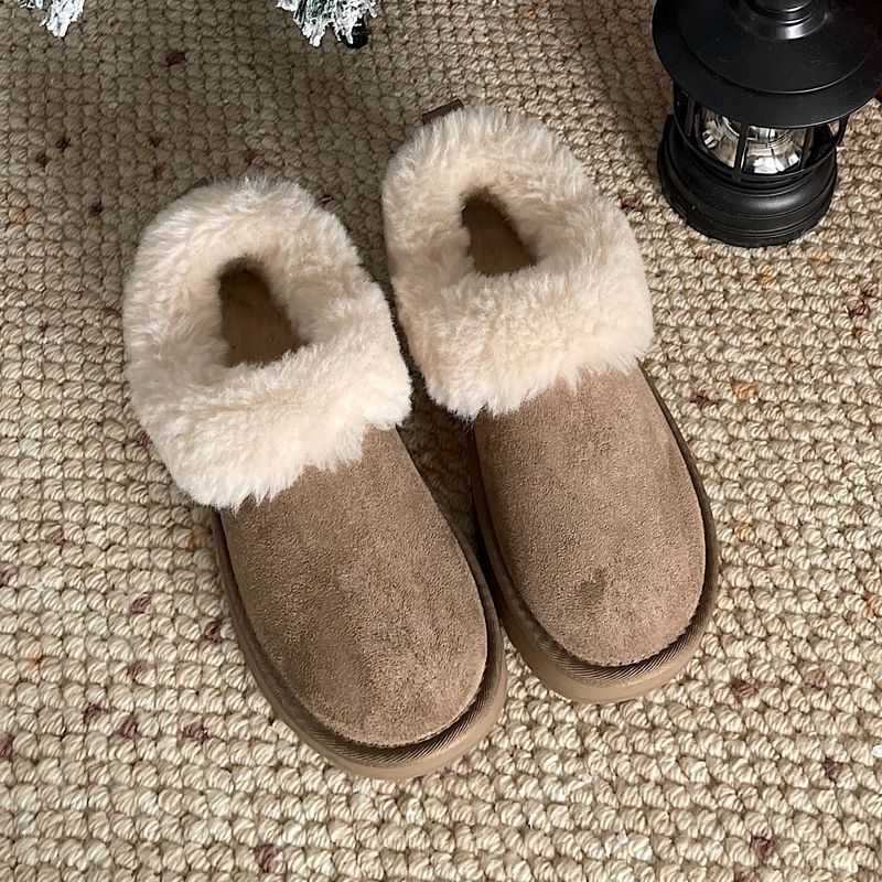Wolken auf dem Baum ~ 2025 Winter Neue verdickte Fleece-Schaffell-Schneestiefel für Frauen Warme Baumwollschuhe_voghion.com